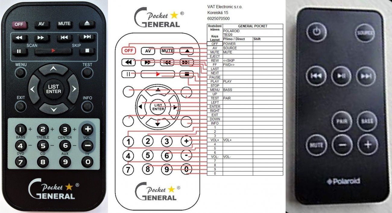 POLAROID TB-320 - remote control, replacement : REMOTE CONTROL WORLD ...